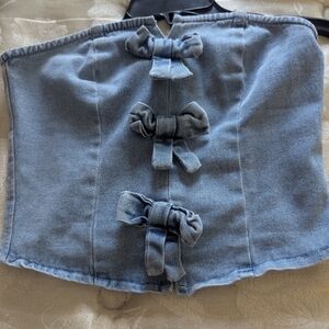 HUE Blue Denim Corset with Zipper